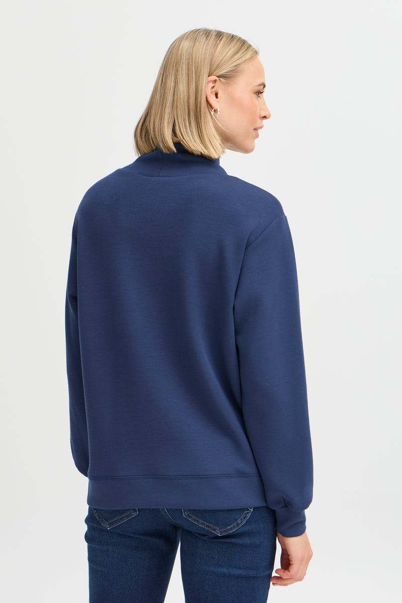 Fransa FrCorea Navy Blazer Modal Supersoft Cowl Neck Sweatshirt