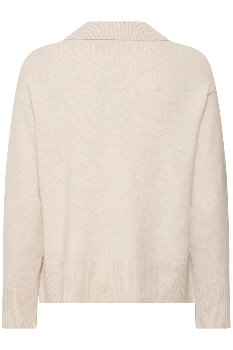 Fransa FrBitte Limestone Melange V-Neck Collar Knit