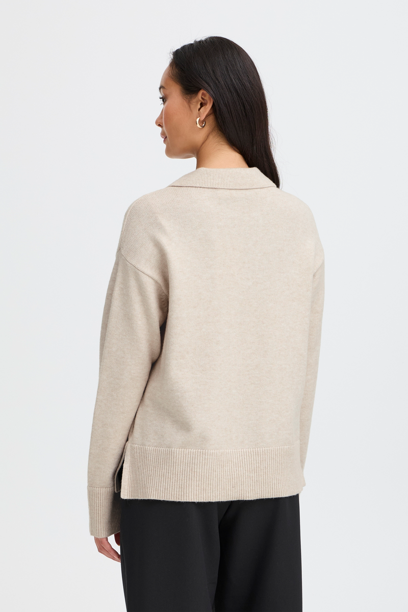 Fransa FrBitte Limestone Melange V-Neck Collar Knit