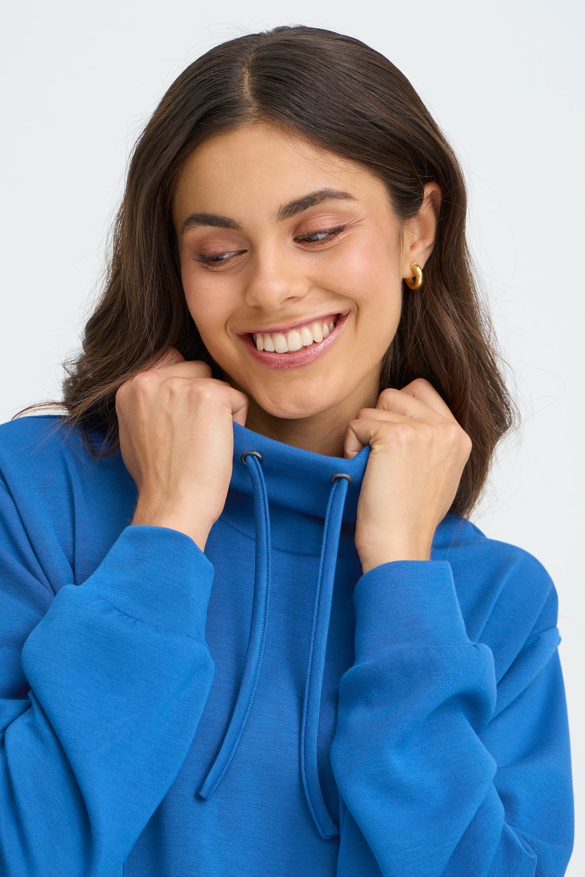 Fransa FrAurora True Blue Modal Cowl Neck Sweatshirt
