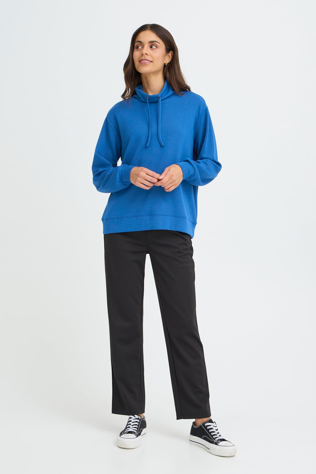 Fransa FrAurora True Blue Modal Cowl Neck Sweatshirt