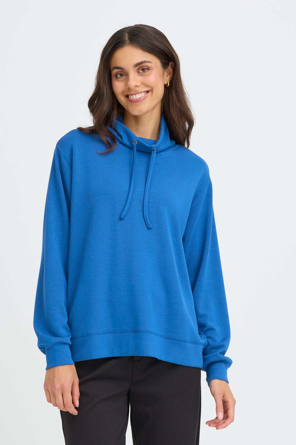 Fransa FrAurora True Blue Modal Cowl Neck Sweatshirt