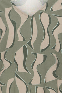 Fransa FrJustini Dusty Olive Abstract Printed V-Neck Blouse, 20616016