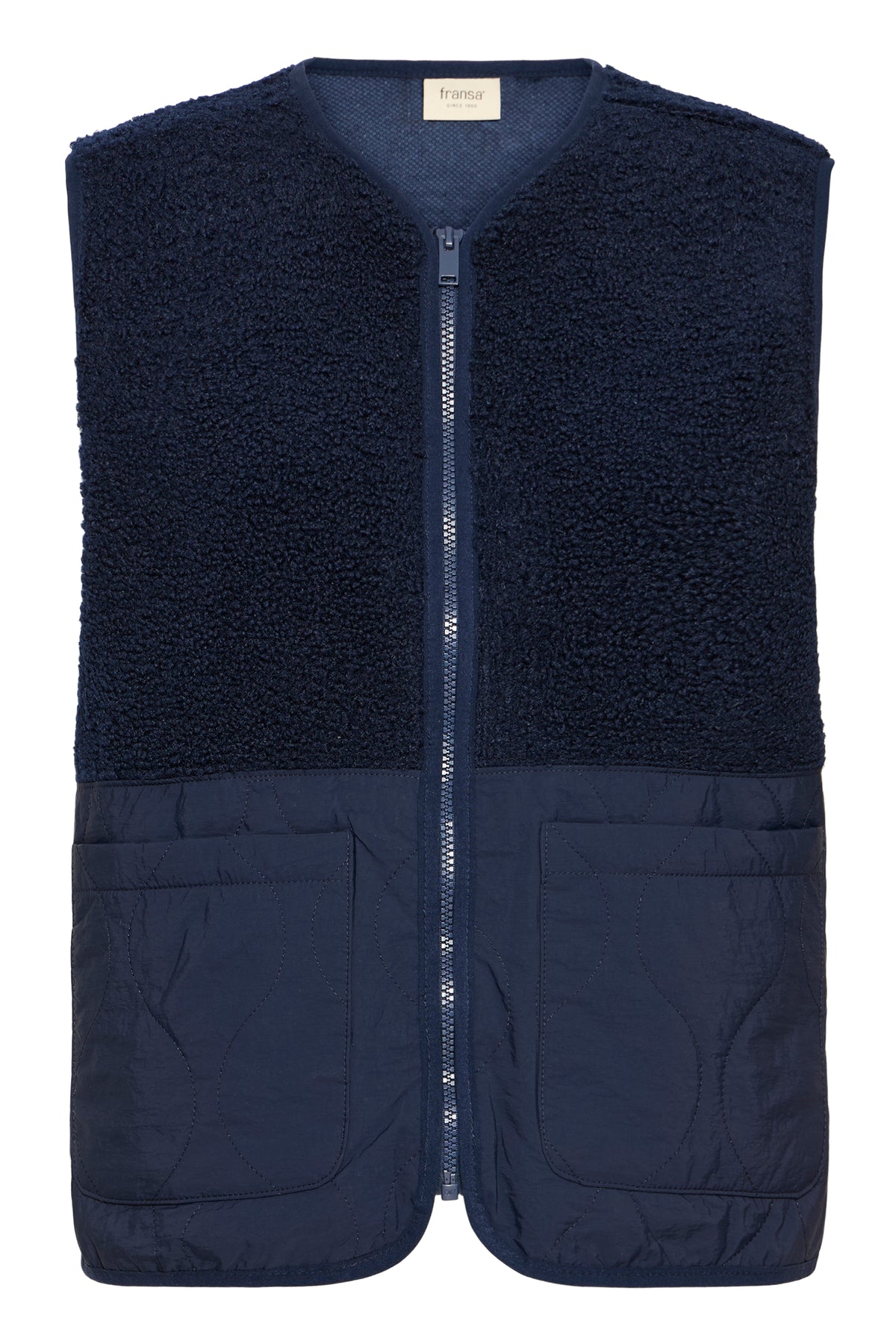 Fransa FrMikala Navy Blazer Teddy Quilted Gilet