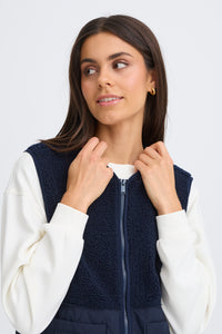 Fransa FrMikala Navy Blazer Teddy Quilted Gilet