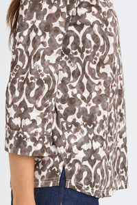 Fransa FrSeen Smokey Olive Abstract Print 3/4 Sleeve Top, 20617416