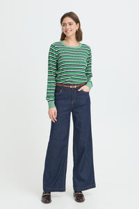 Fransa FrCaia Bosphorus Green Striped Knit, 20617448