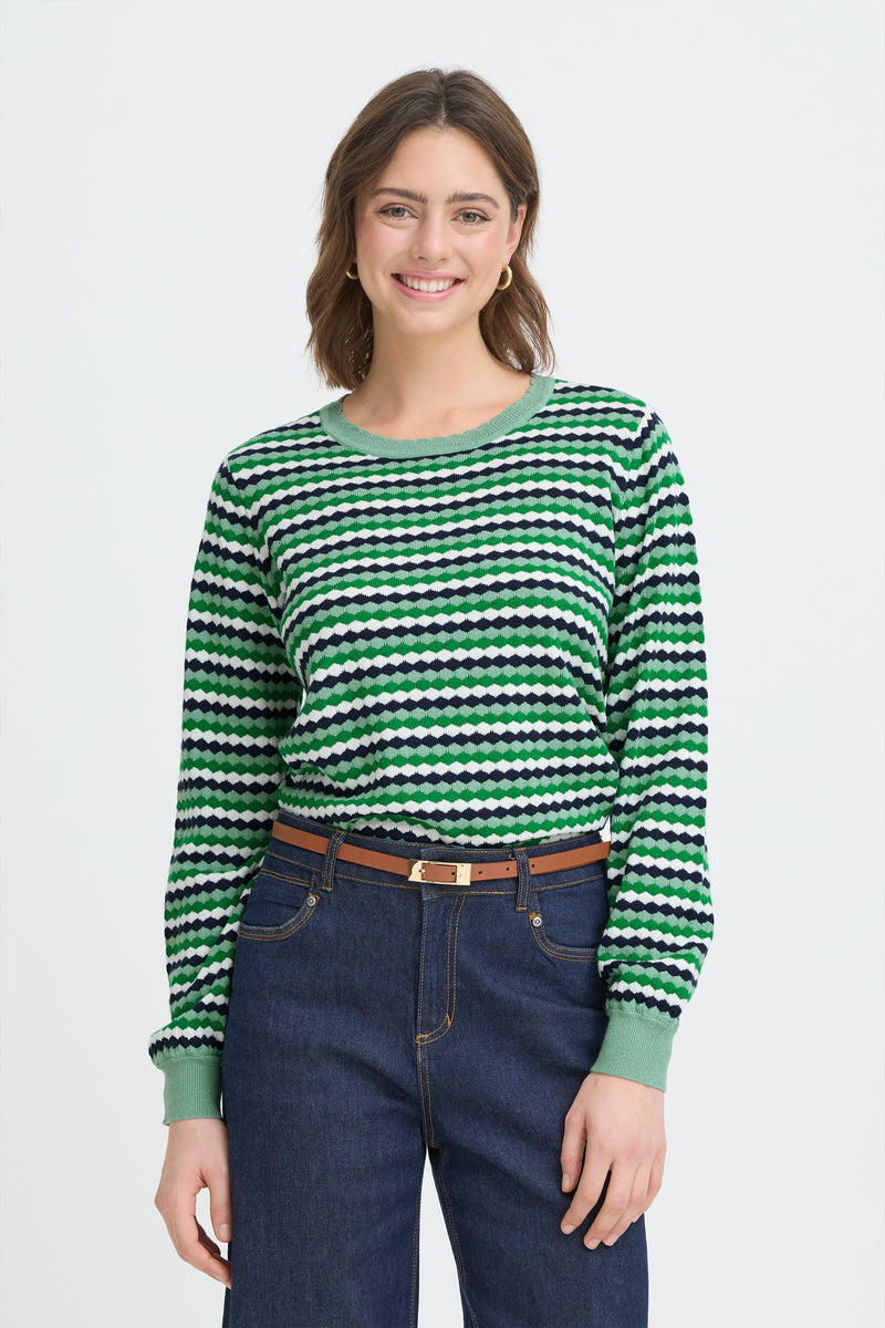 Fransa FrCaia Bosphorus Green Striped Knit, 20617448