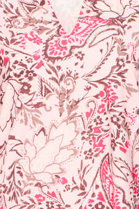 Fransa FrSeen Lotus Pink Floral Print V-Neck T-Shirt, 20617629