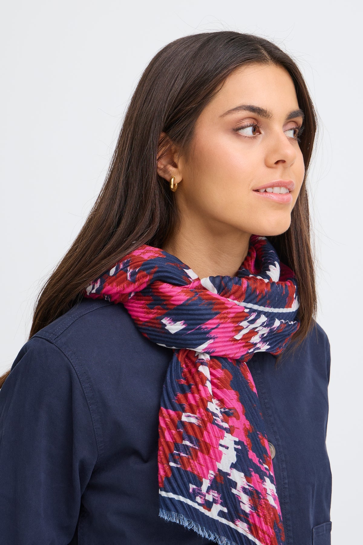Fransa FrPlisea Very Berry Printed Plisse Scarf, 20617648