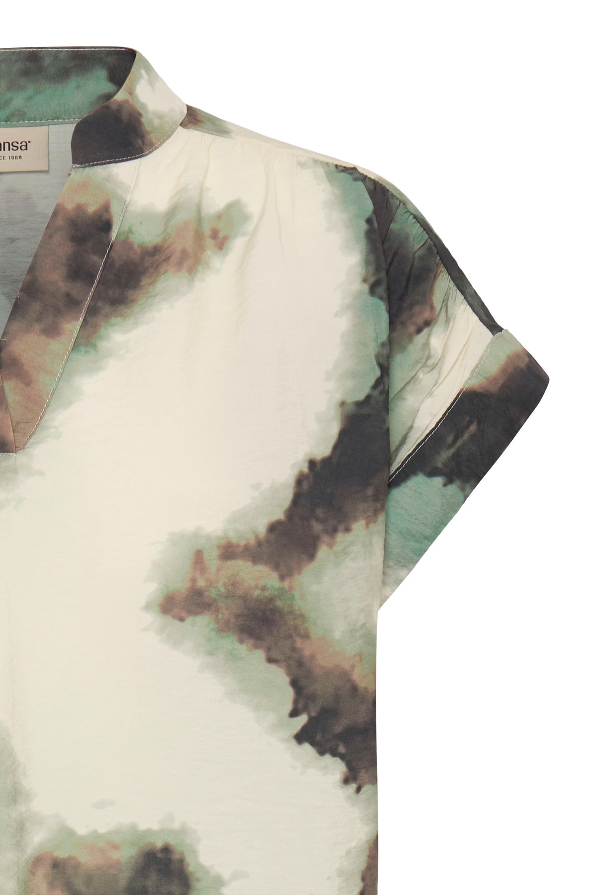 Fransa FrAyla Marble Creme de Menthe Printed V-Neck Blouse