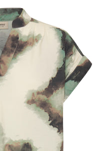 Fransa FrAyla Marble Creme de Menthe Printed V-Neck Blouse