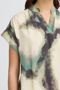 Fransa FrAyla Marble Creme de Menthe Printed V-Neck Blouse