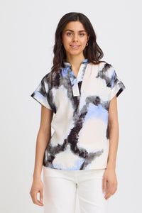 Fransa FrAyla Marble Hydrangea Printed V-Neck Blouse, 20617672