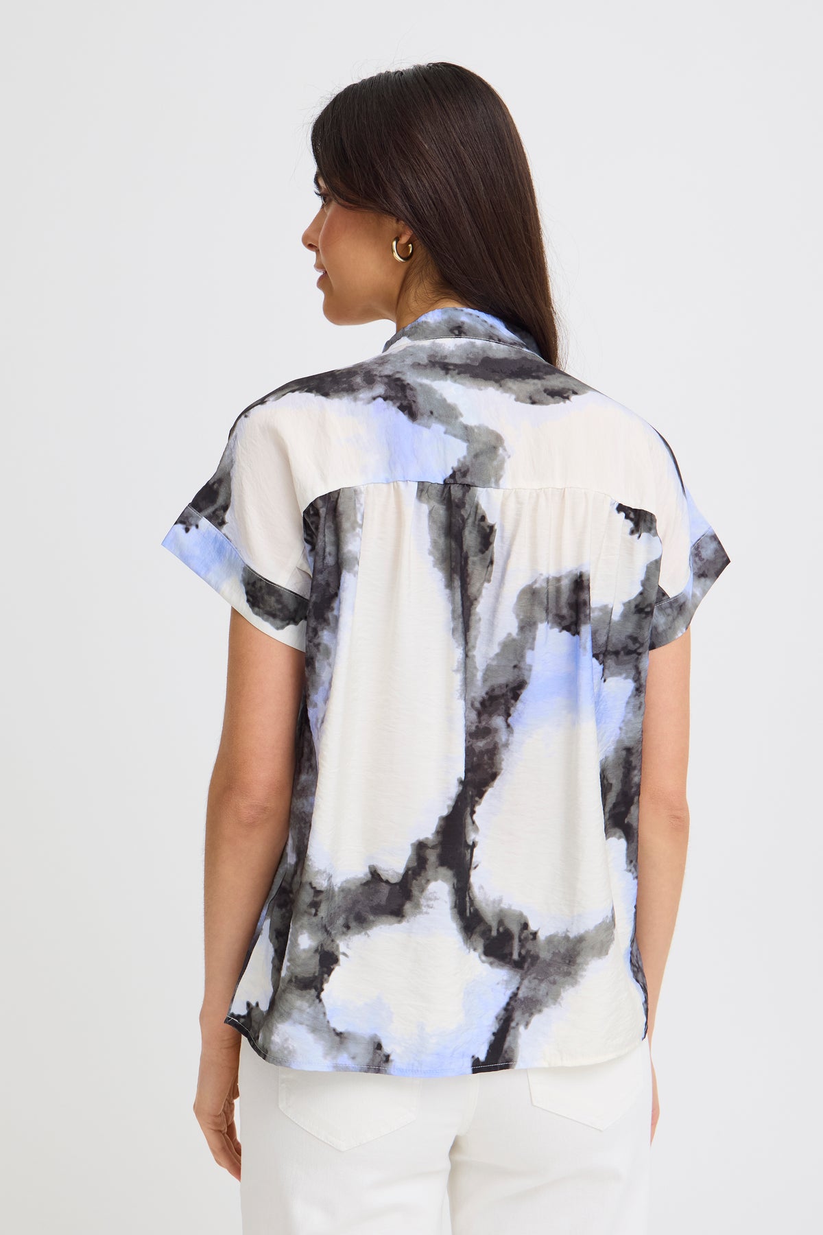 Fransa FrAyla Marble Hydrangea Printed V-Neck Blouse, 20617672