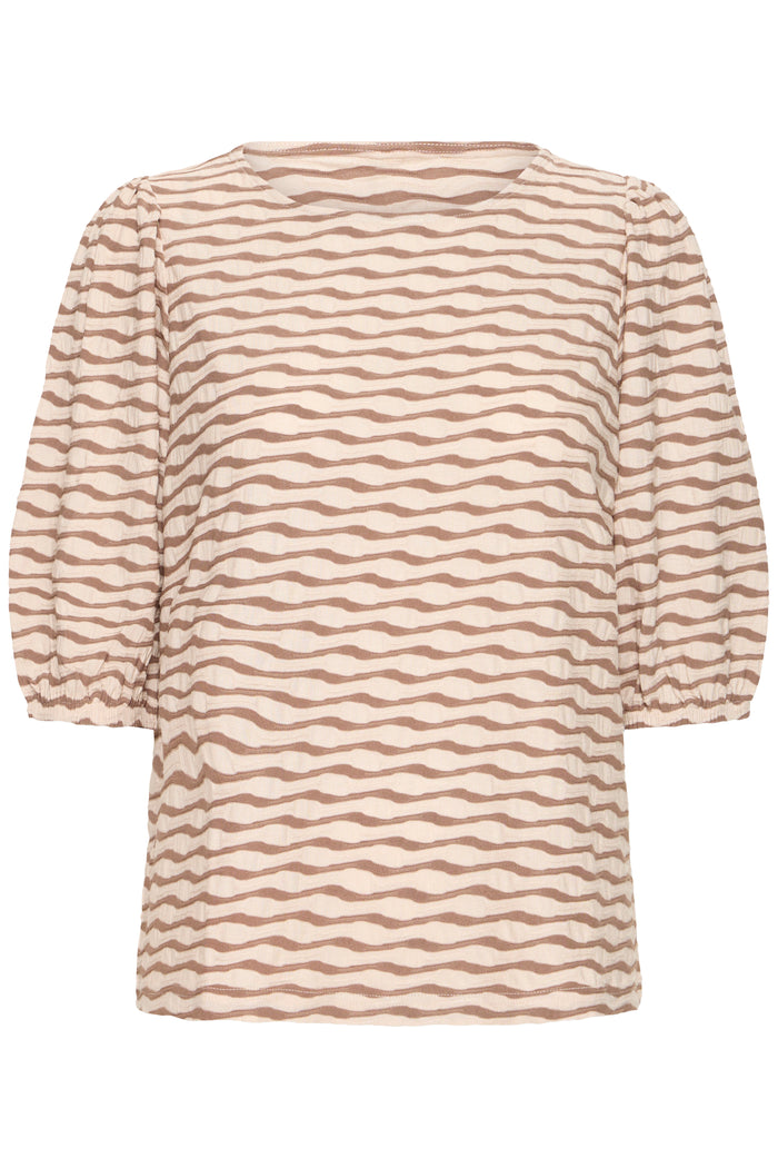 Fransa FrNiamy Taupe Wavy Printed Top, 20617985