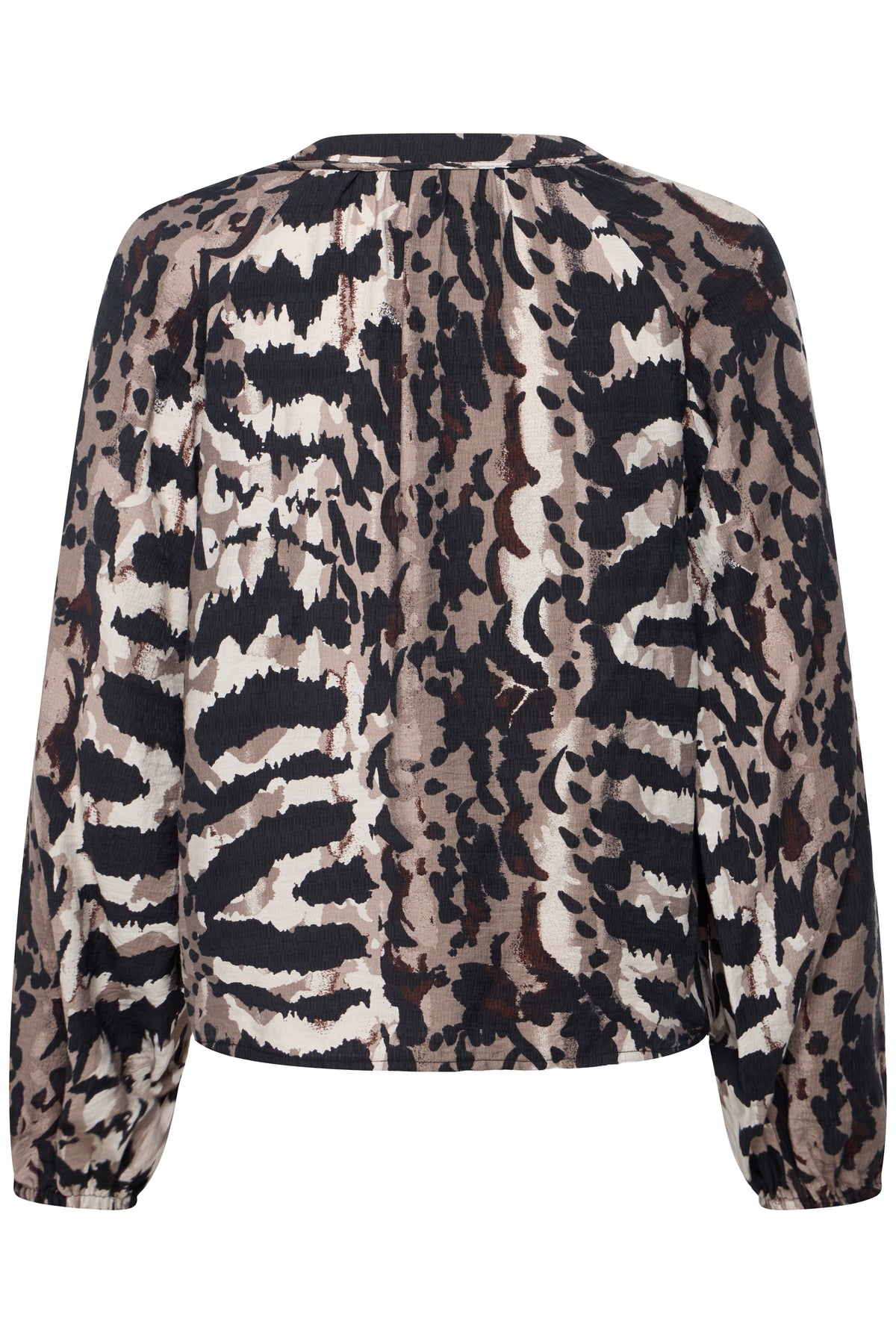 Fransa FrAriana Abstract Driftwood Taupe Printed V-Neck Blouse