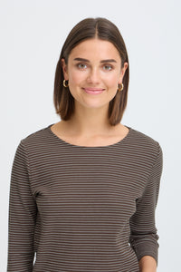 Fransa FrJorelia Driftwood Stripe Long Sleeve Dip