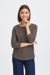 Fransa FrJorelia Driftwood Stripe Long Sleeve Dip