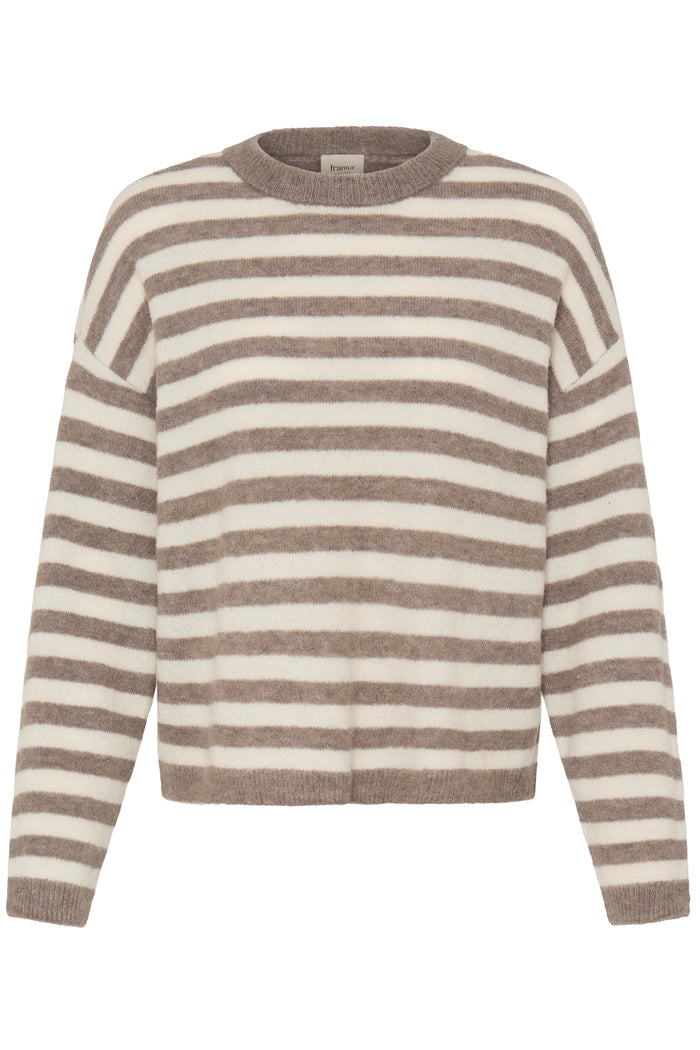 Fransa FrIdaa Driftwood Taupe Striped Supersoft Knit, 20618351