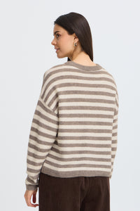 Fransa FrIdaa Driftwood Taupe Striped Supersoft Knit, 20618351