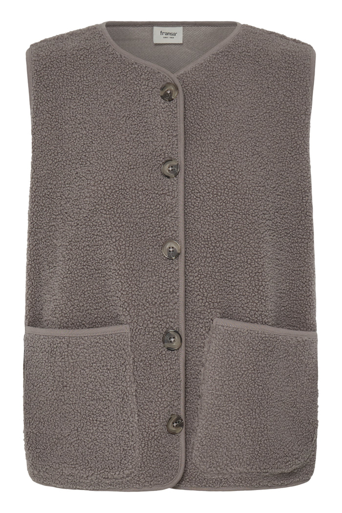 Fransa FrTenya Driftwood Teddy Fleece Gilet, 20618525