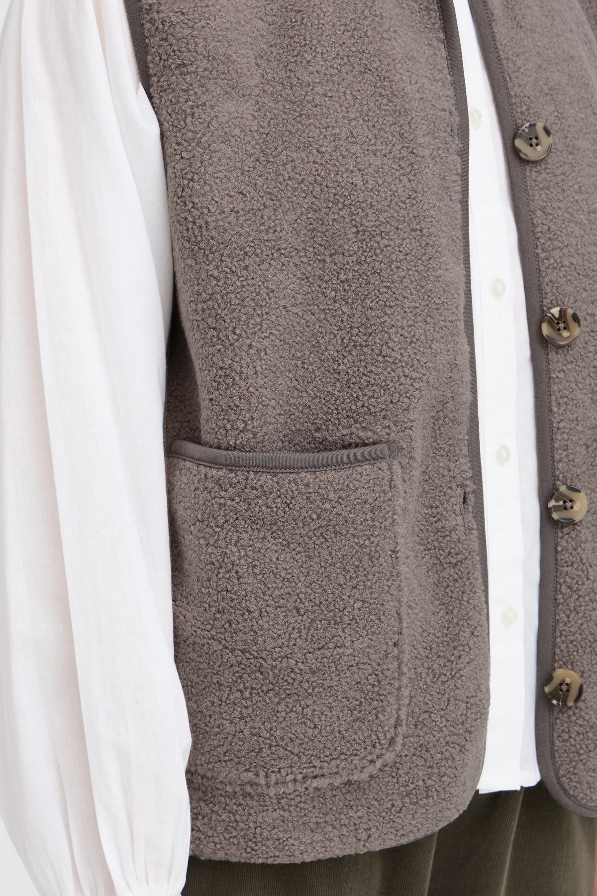 Fransa FrTenya Driftwood Teddy Fleece Gilet, 20618525
