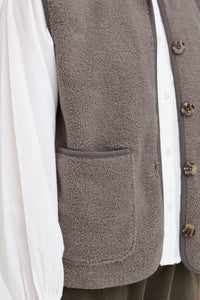 Fransa FrTenya Driftwood Teddy Fleece Gilet, 20618525