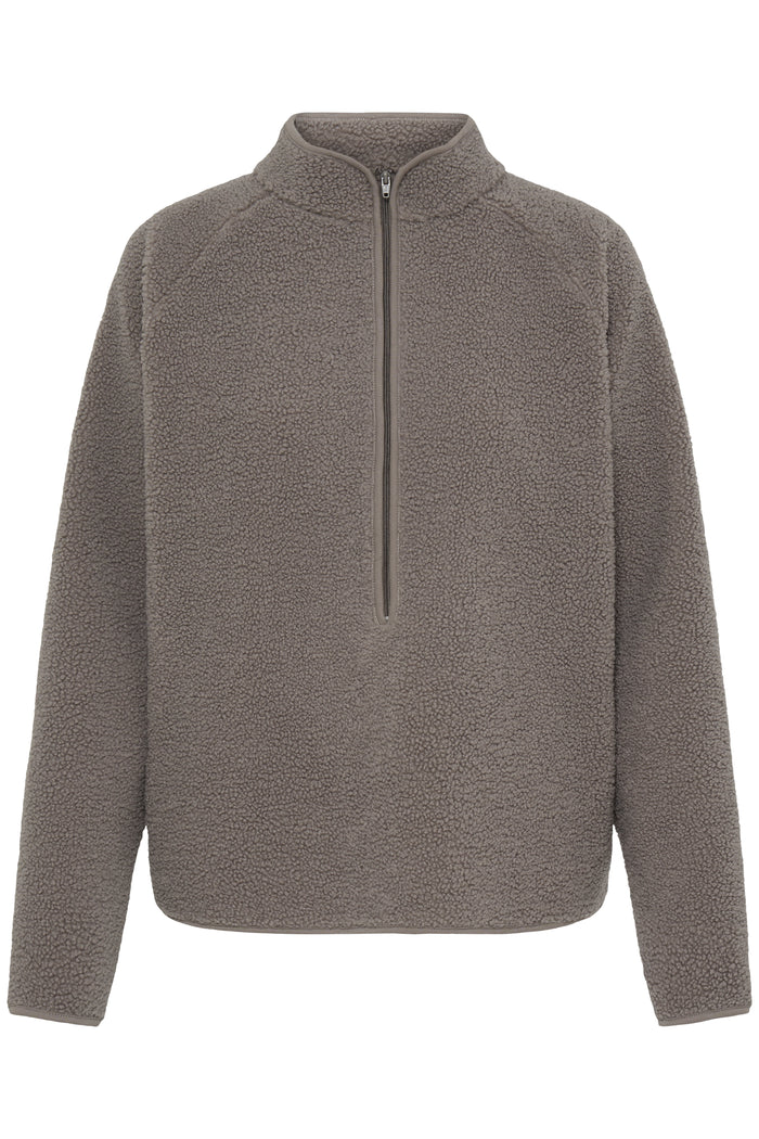 Fransa FrTenya Driftwood 1/2 Zip Teddy Fleece