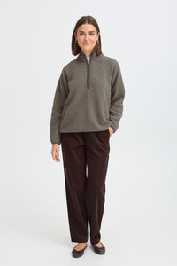 Fransa FrTenya Driftwood 1/2 Zip Teddy Fleece