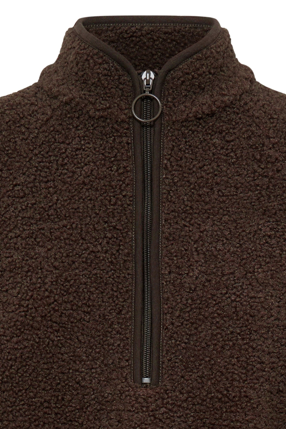 Fransa FrTenya Chocolate Brown 1/2 Zip Teddy Fleece