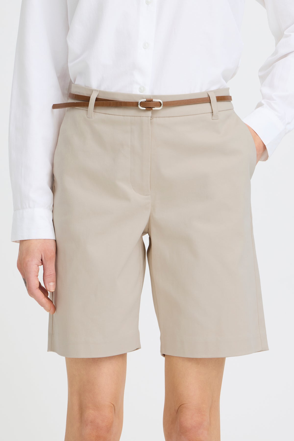 B.Young Bydays Cement Beige Chino Shorts with Belt, 20805588