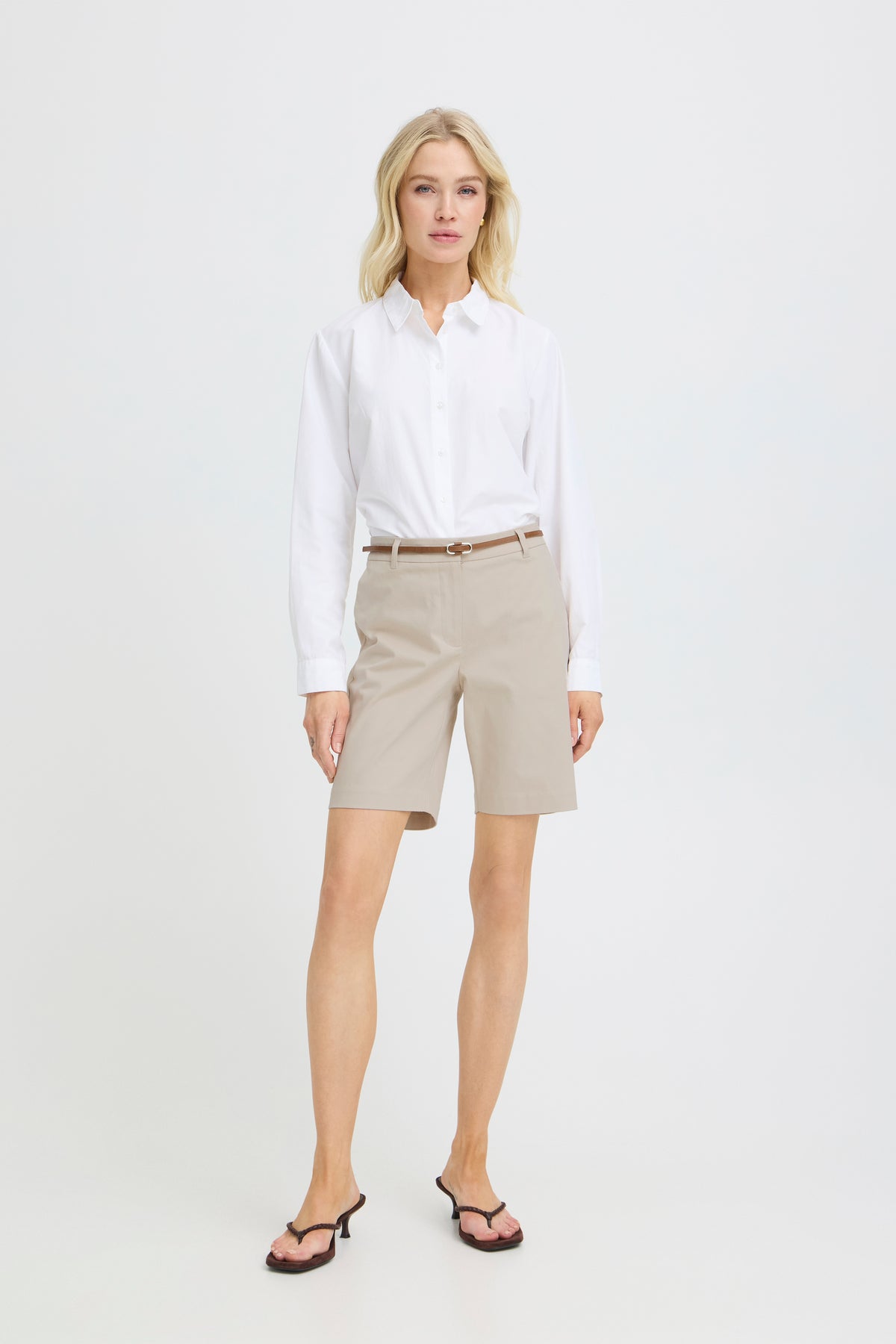 B.Young Bydays Cement Beige Chino Shorts with Belt, 20805588