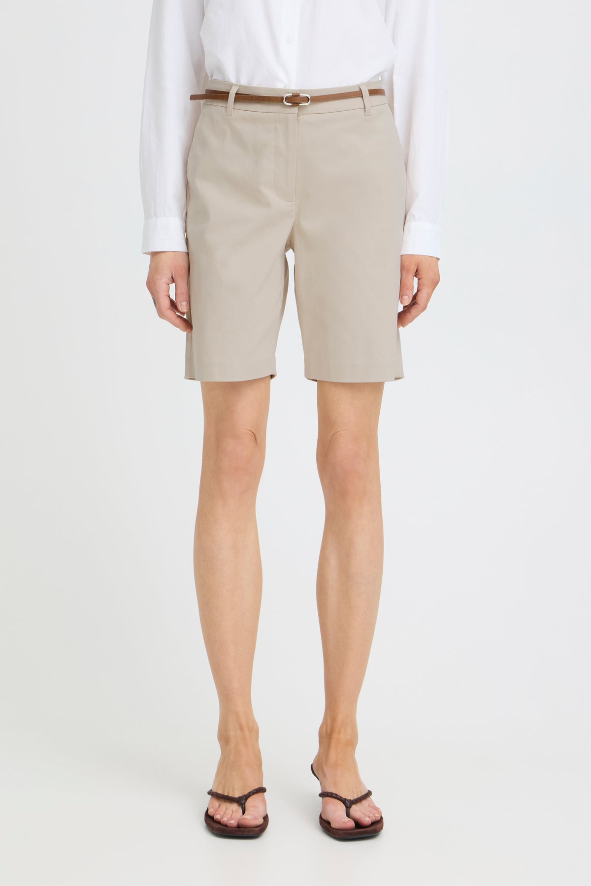 B.Young Bydays Cement Beige Chino Shorts with Belt, 20805588