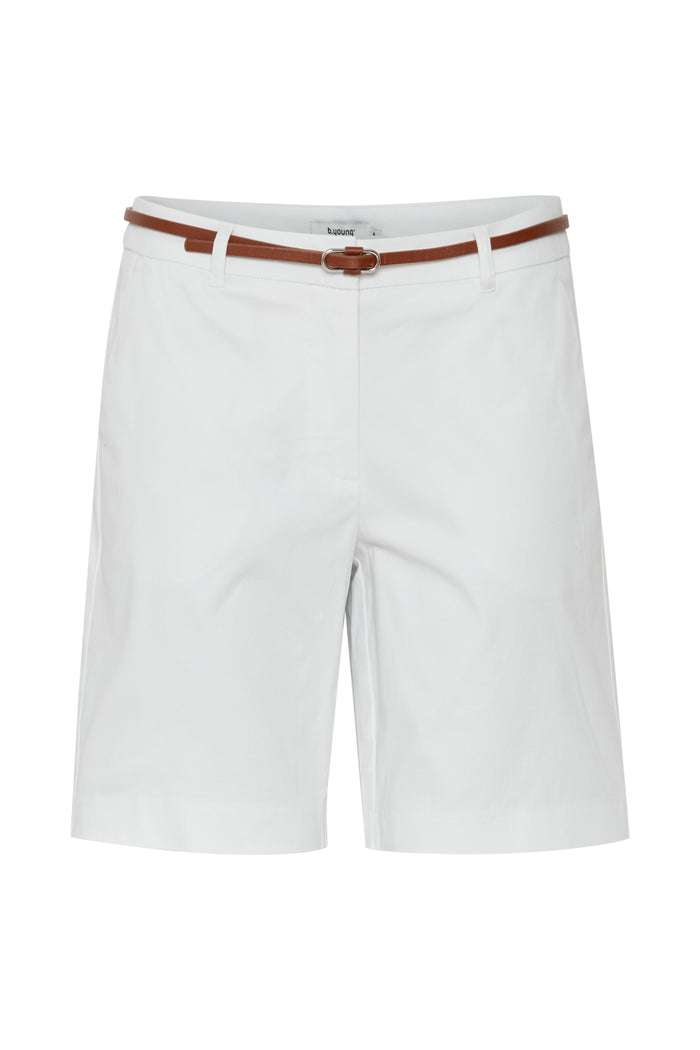 B.Young Bydays Marshmallow White Chino Shorts with Belt, 20805588