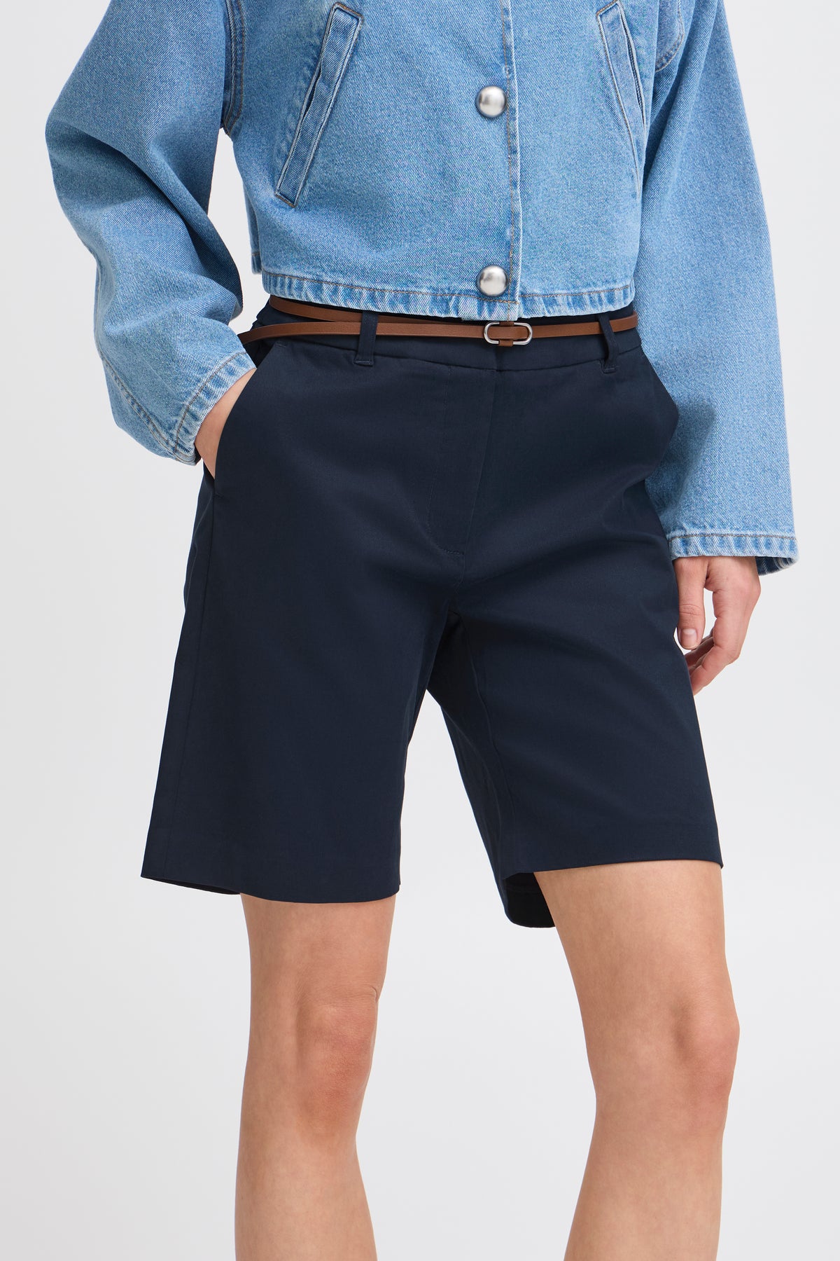 B.Young Bydays Copenhagen Navy Chino Shorts with Belt, 20805588