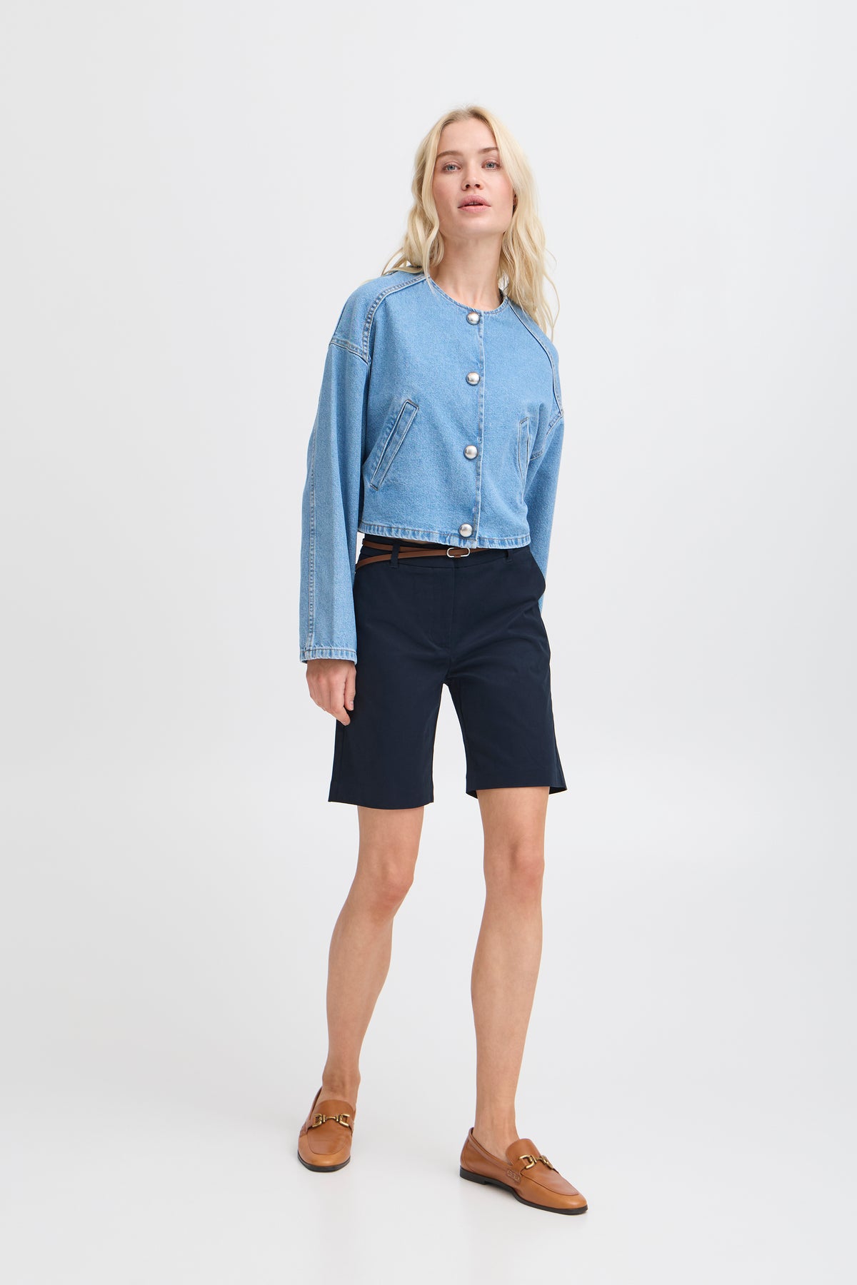 B.Young Bydays Copenhagen Navy Chino Shorts with Belt, 20805588
