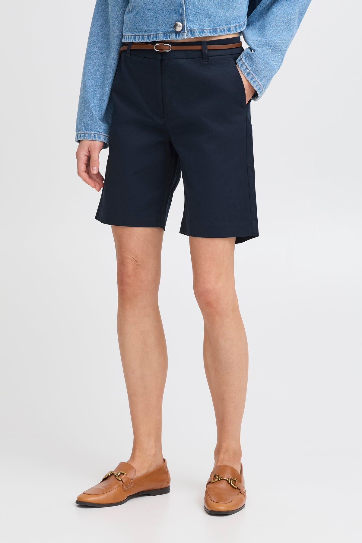B.Young Bydays Copenhagen Navy Chino Shorts with Belt, 20805588