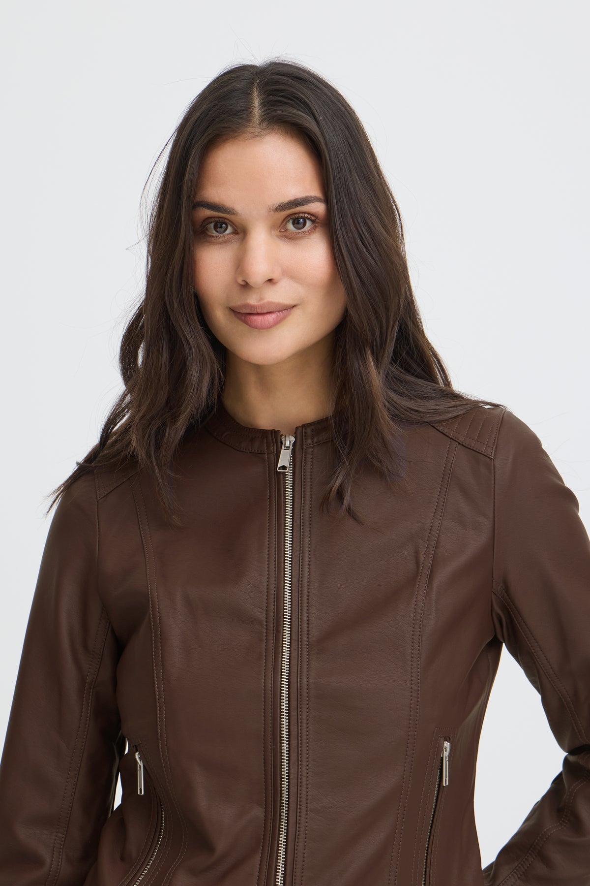 B.Young Byacom Java Brown Faux Leather Jacket, 20809396