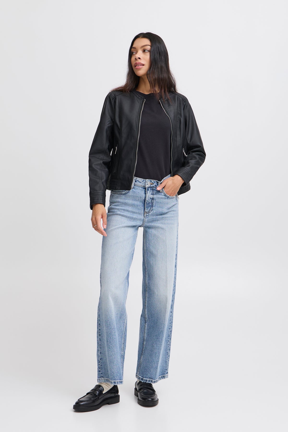 B.Young Byacom Black Faux Leather Jacket