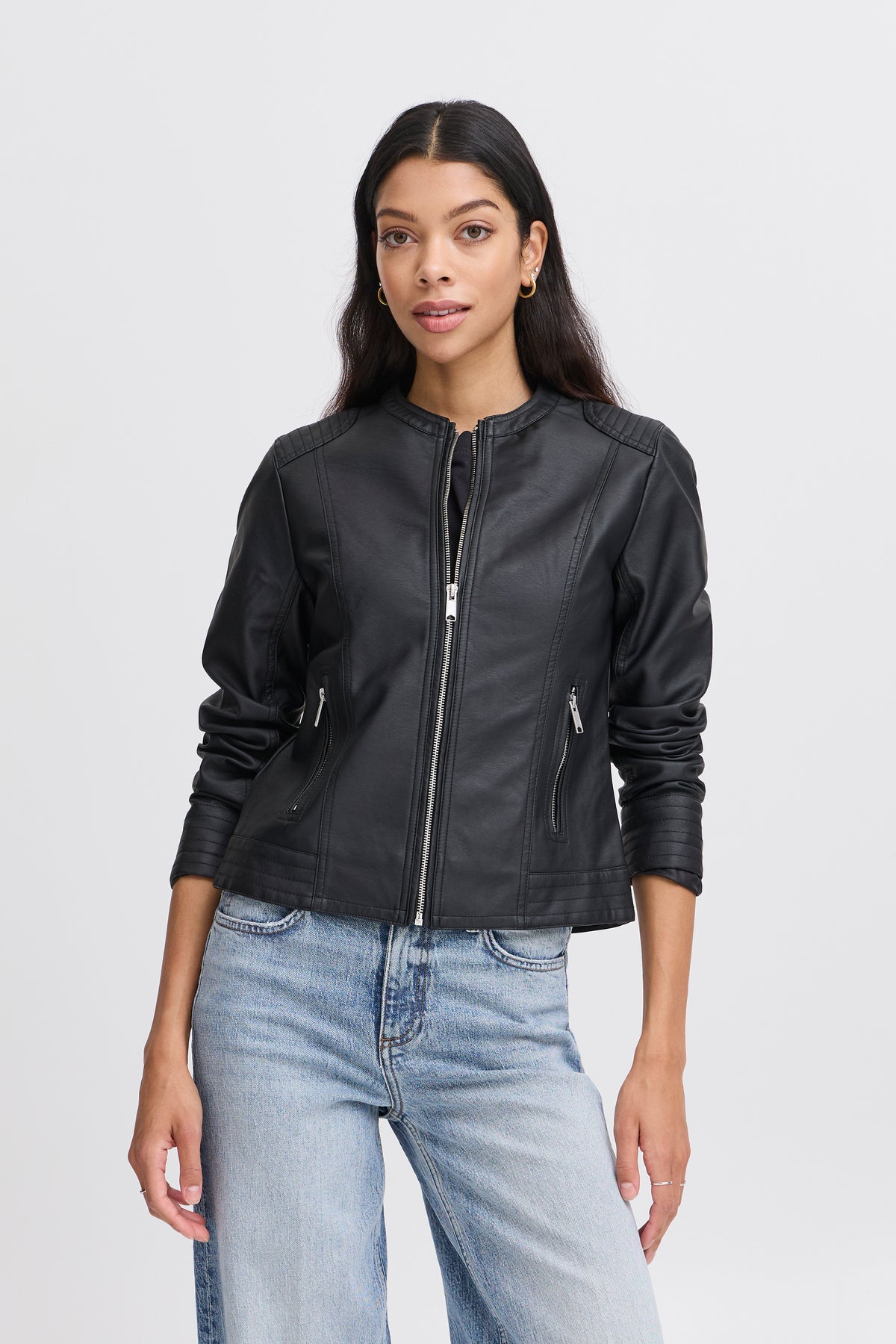 B.Young Byacom Black Faux Leather Jacket