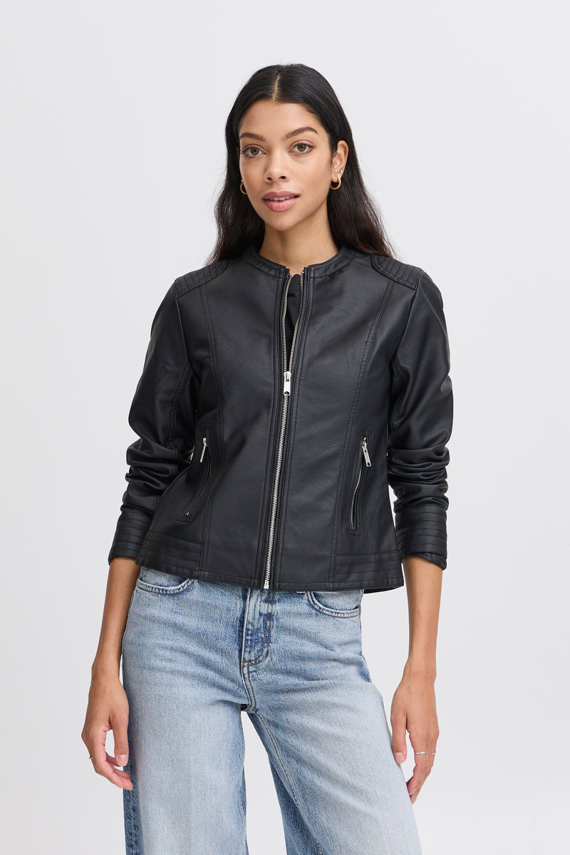 B.Young Byacom Black Faux Leather Jacket