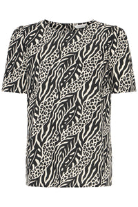 B.Young ByMmJoella Black/Sand Nature Print Blouse