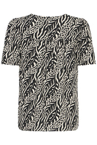 B.Young ByMmJoella Black/Sand Nature Print Blouse