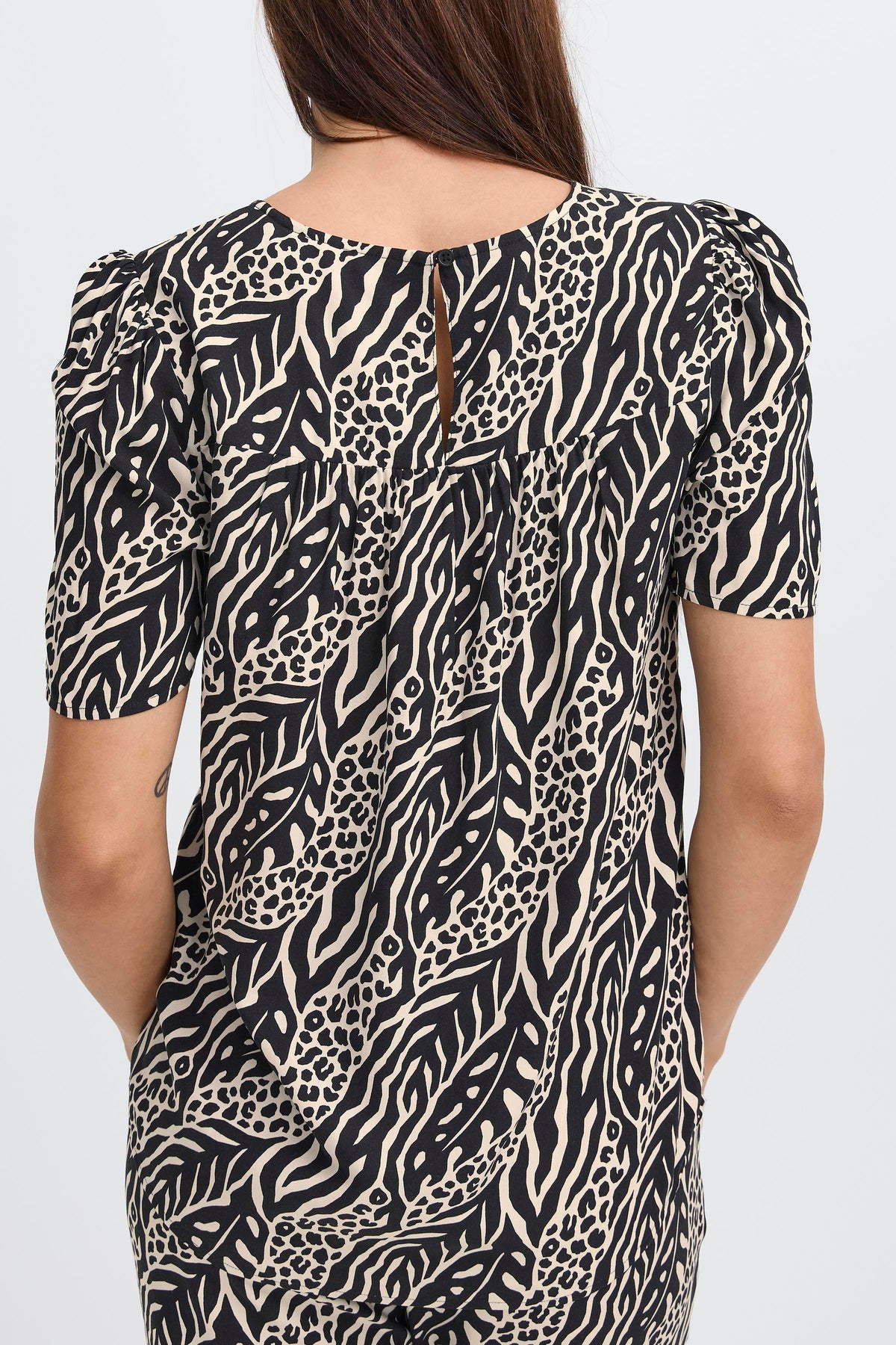 B.Young ByMmJoella Black/Sand Nature Print Blouse