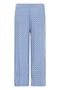 B.Young ByMmjoella Medieval Blue Cropped Ankle Length Wide Leg Trousers