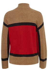 B.Young Byomartha Toasted Coconut Halfzip Oversized Knitted Jumper, 20813908