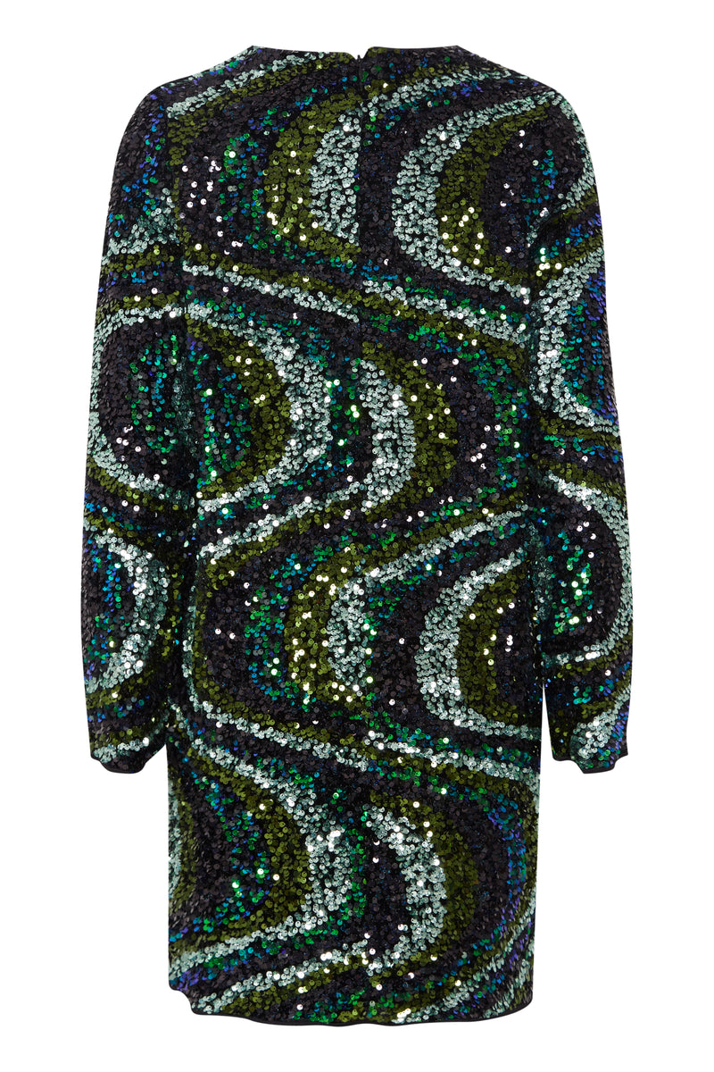 B.Young Bysamio Black Sparkle Sequin Mini Dress, 20814165