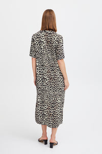 B.Young Bymmjoella Black Leopard Mix Relaxed Fit Dress