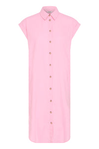 B.Young ByFalakka Parfait Pink Short Sleeve Linen Blend Midi Dress, 20814553